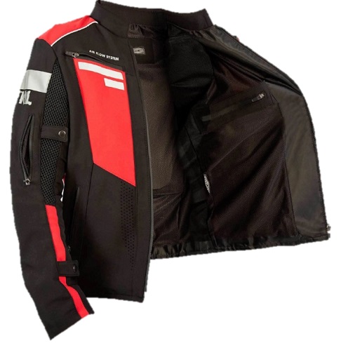 Chamarra de Protección para Motociclista WorkLand de Hombre Negro/Rojo - Imagen 4